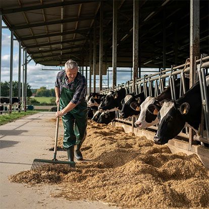 Agriculteur nourriture vaches